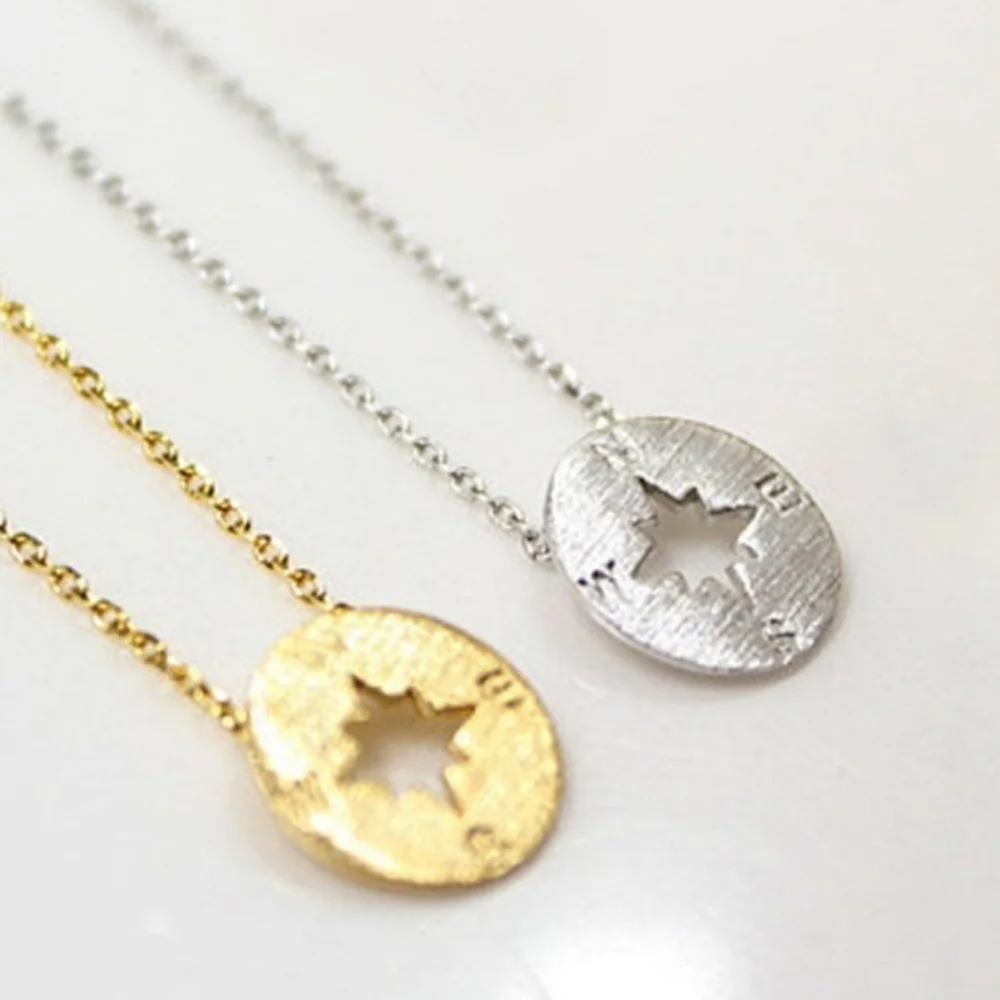 NEW‎ Gold Compass Charm Necklace